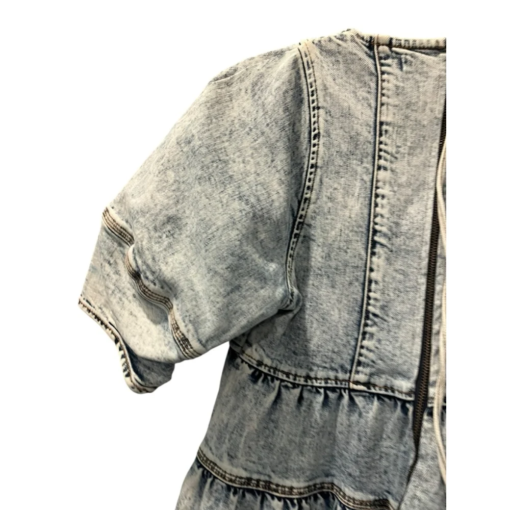 Ulla Johnson Denim Blue Jeans Dress Washed Out Acid Size 8 Square Neck $510 - Picture 12 of 13